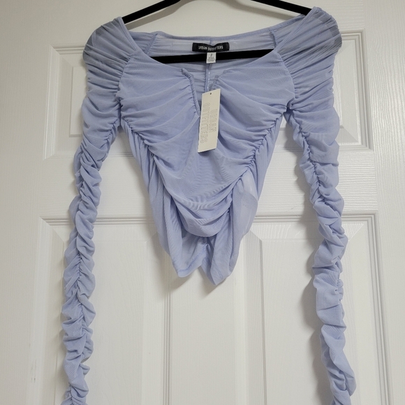 Urban Outfitters NWT  Light Blue Rouched  Top - Picture 1 of 9